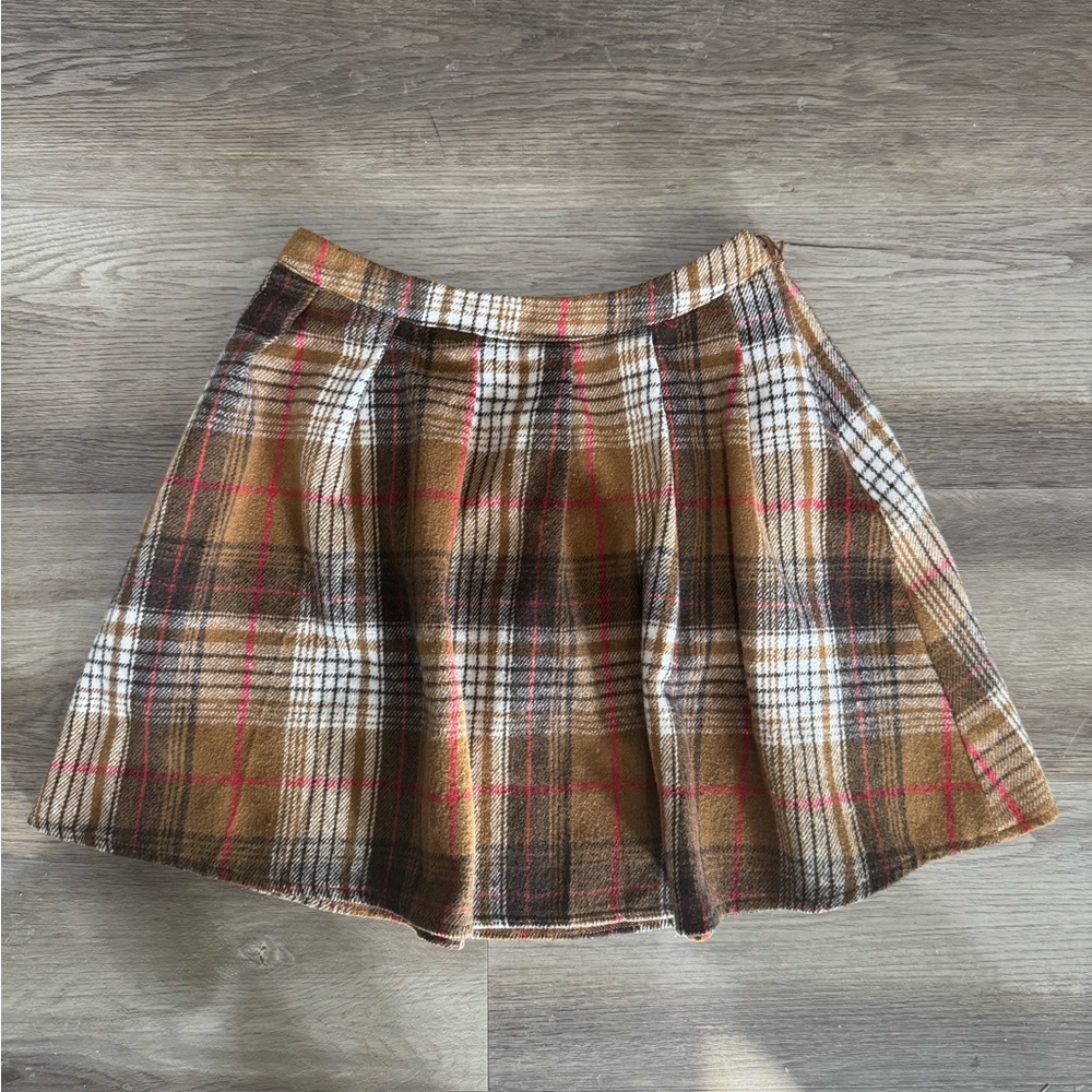 Plaid wool skirt girls